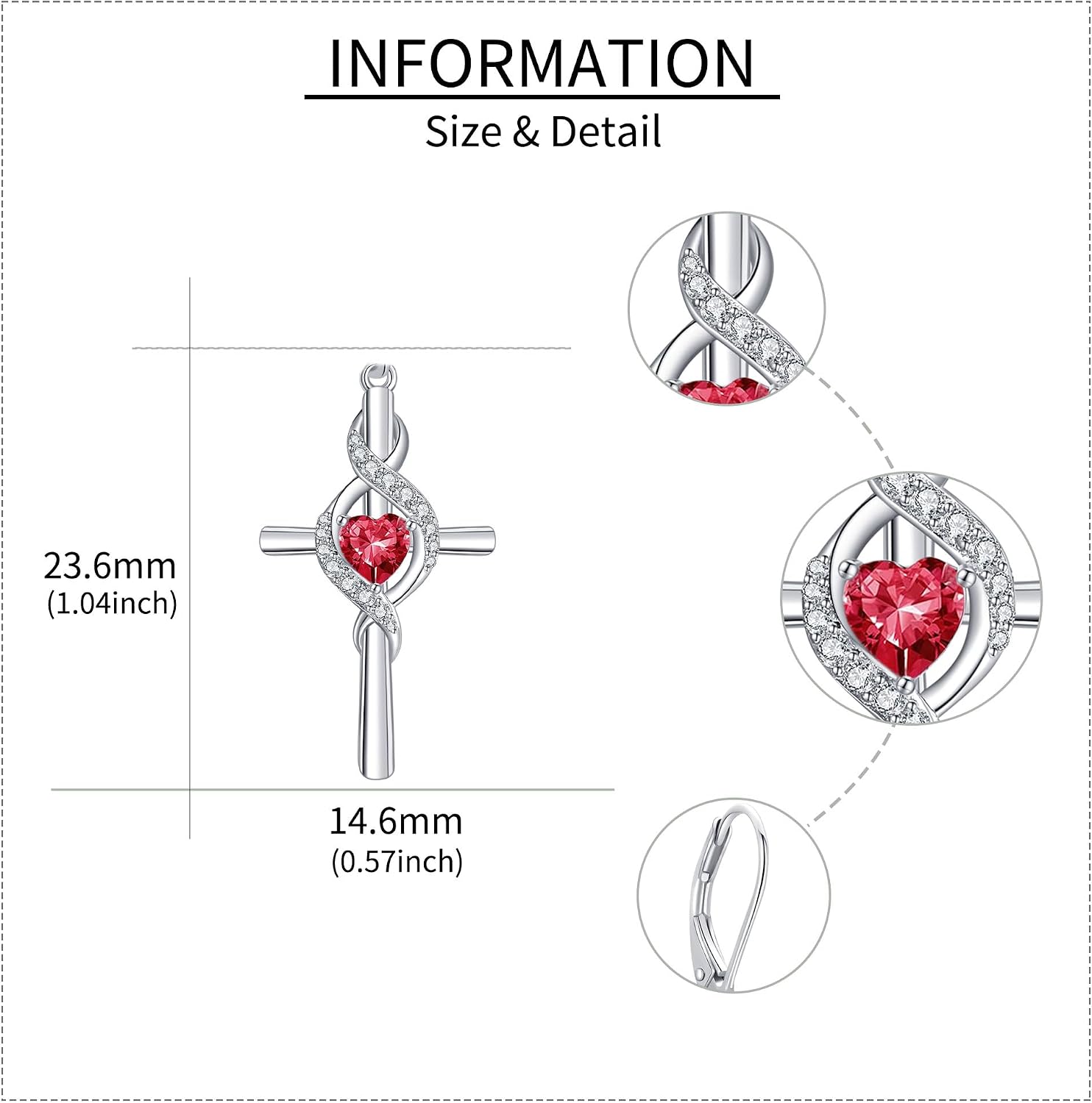 ONEFINITY Cross Earrings for Women 925 Sterling Silver Cross Birthstone Dangle Drop Earrings Infinity Cross Religious Jewelry Gifts for Women