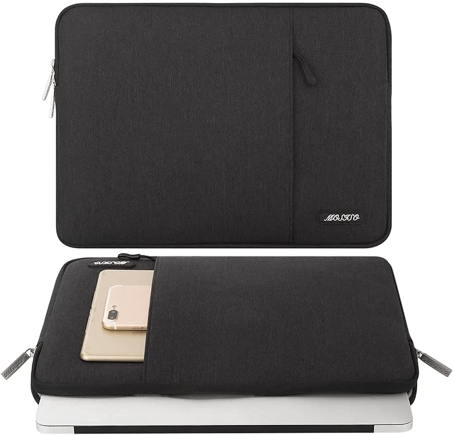 MOSISO Compatible with MacBook Pro 14 inch Case 2021 2022 Release A2442 M1, Vertical Sleeve Bag&Plastic Hard Shell&Keyboard Skin&Screen Protector&Storage Bag,Midnight Green&Black