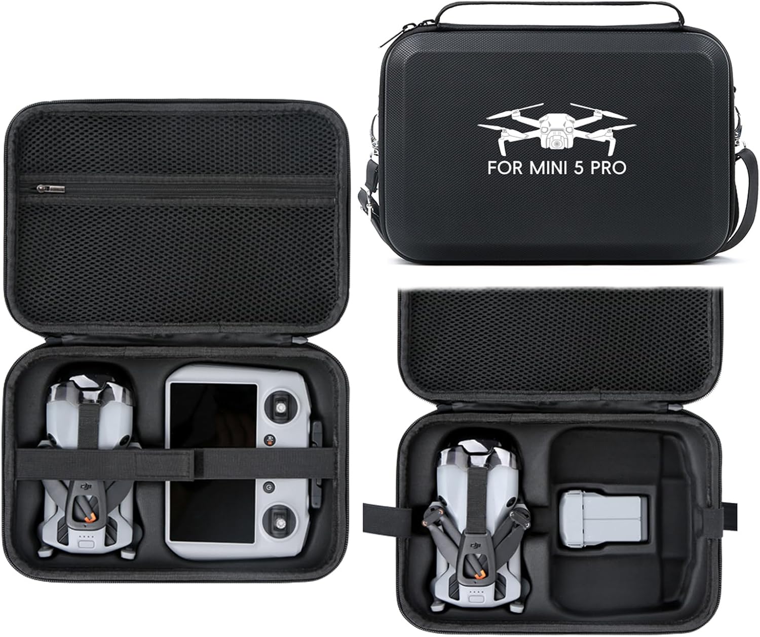 Mini 5 Pro Storage Case, Portable Carrying Bag for DJI Mini 5 Pro Drone, RC 2 Controller, Battery and Accessories (Black)