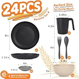 Wrova 24PCS Wheat Straw Dinnerware Sets – 24 pieces, service for four