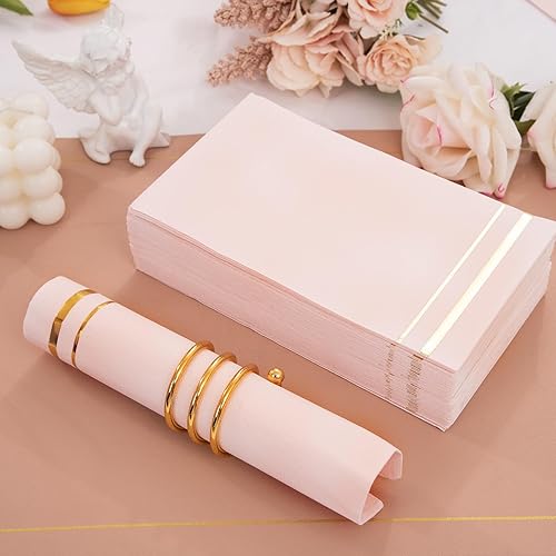 Miniatura 3 de BUCLA 100 servilletas desechables de 3 capas de color rosa, servilletas de papel rosa desechables de alta calidad, servilletas de cena desechables,