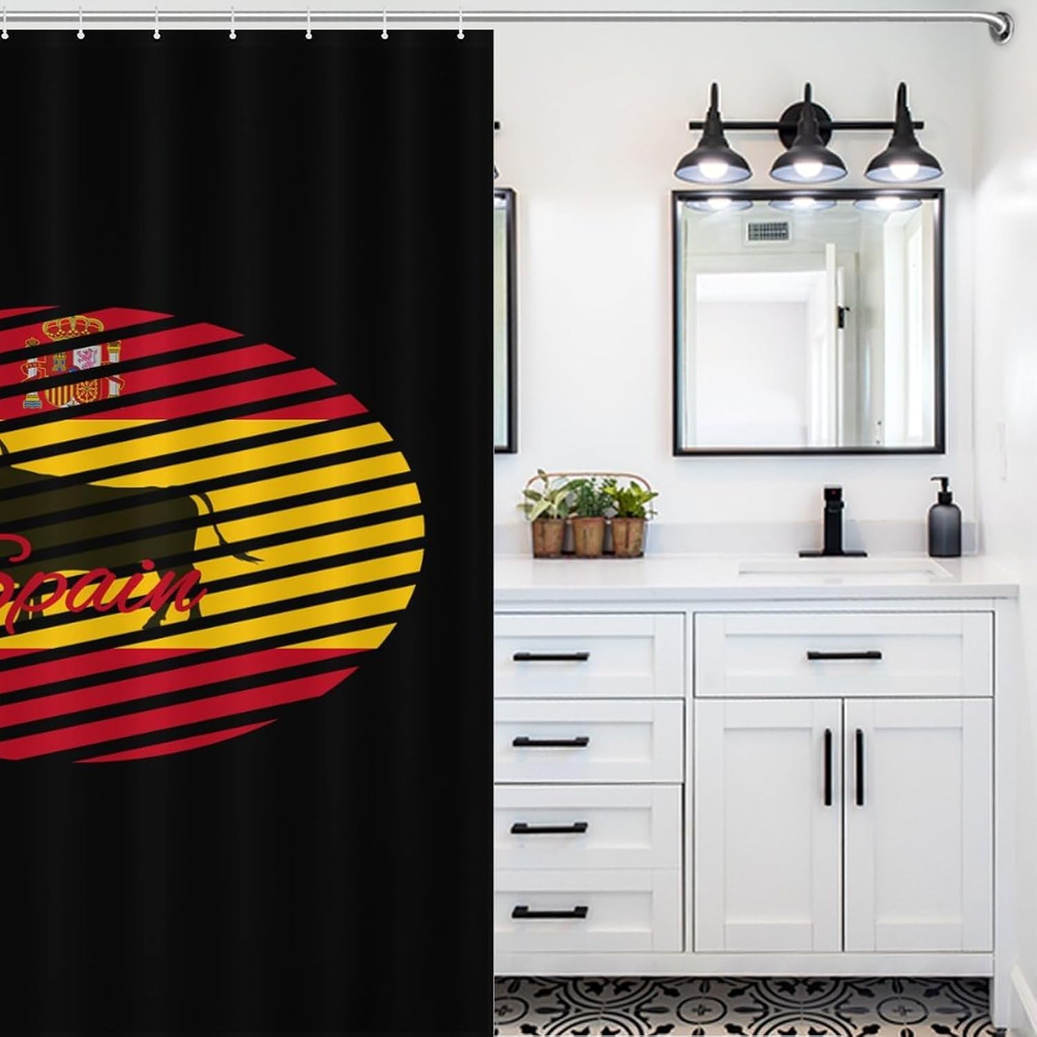 Spanish Bull Spain Funny Shower Curtains Washable Bath Curtain Liner with Hooks for Bathroom Bath Tubs