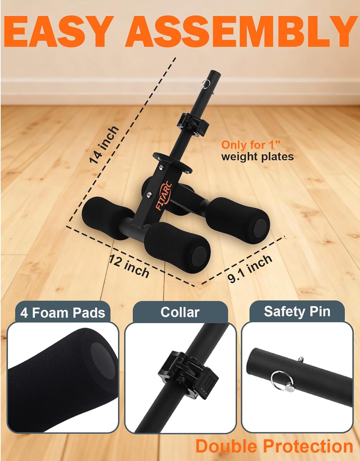 Fitarc Tib Bar, Tibialis Trainer, Tibia Dorsi Calf Raise Machine, Knees Over Toes Equipment for Strengthening Calves/Shins/Ankles, Fits 1" or 2" Olympic Weight Plates