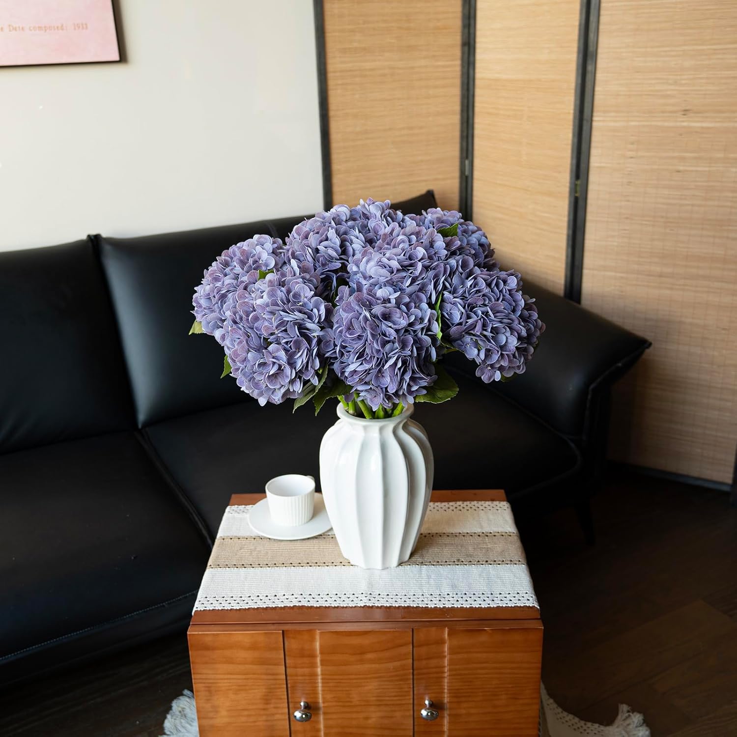 3Pcs 22 inch Lifelike Artificial Hydrangea, 3 Light Purple Large Flowers Artificial Flowers Dry Flowers Outdoor Wedding Christmas Office Family Party Living Room Table Deco - Image 4