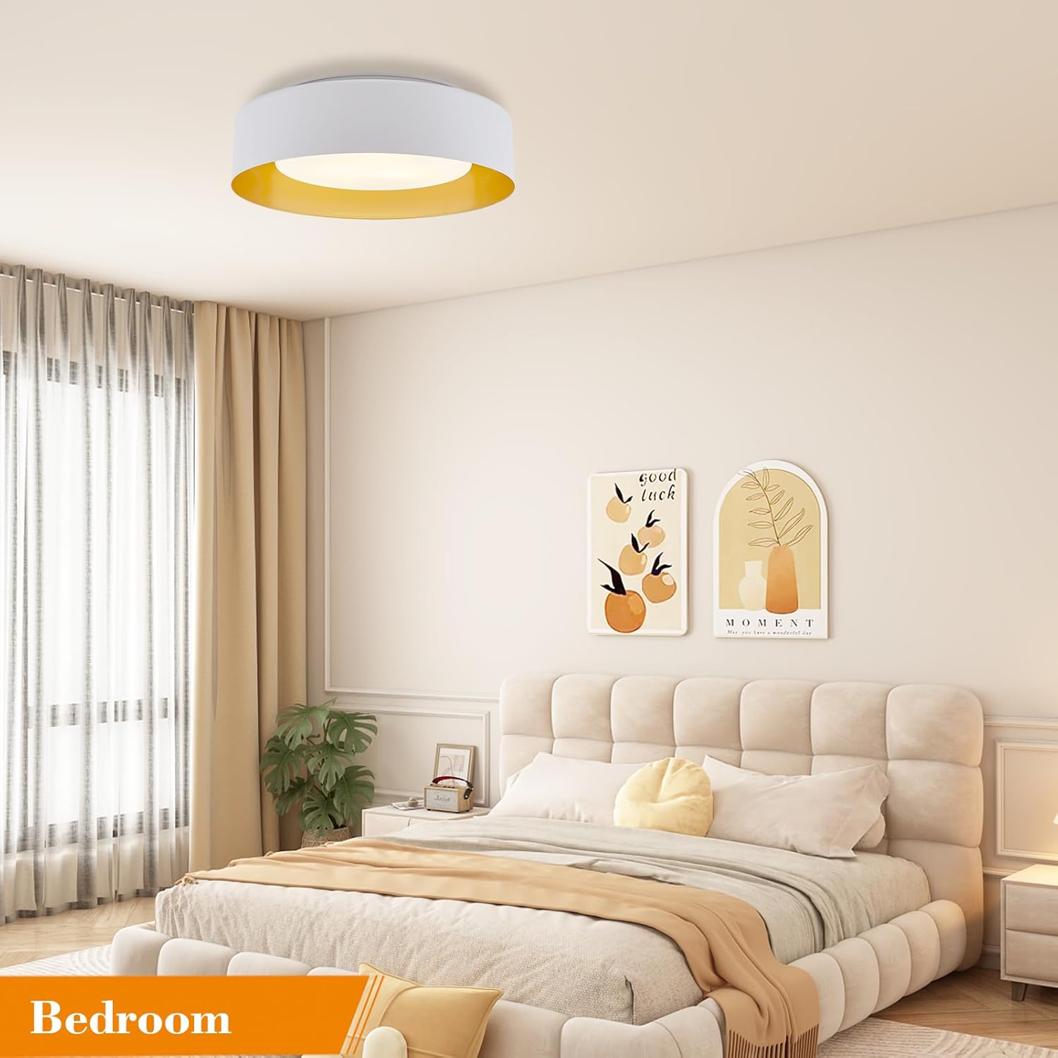 16in Ceiling Light, 3-Light E26 Bulb Type,Frosted Glass Lampshape, Large Modern Flush Mount Lamp Fixture for Living Room Bedroom Kitchen Hallway Foyer, Milk White