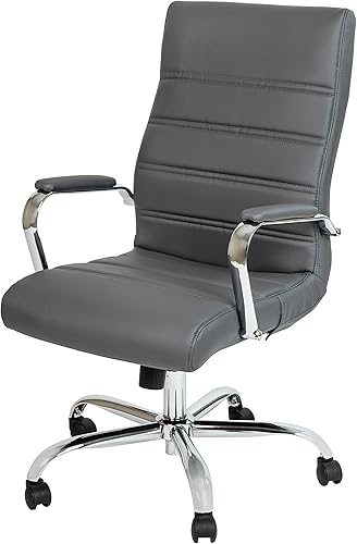 Miniatura 22 de Flash Furniture Whitney - Silla de escritorio giratoria de LeatherSoft con respaldo alto con asiento acolchado y reposabrazos, silla de oficina de
