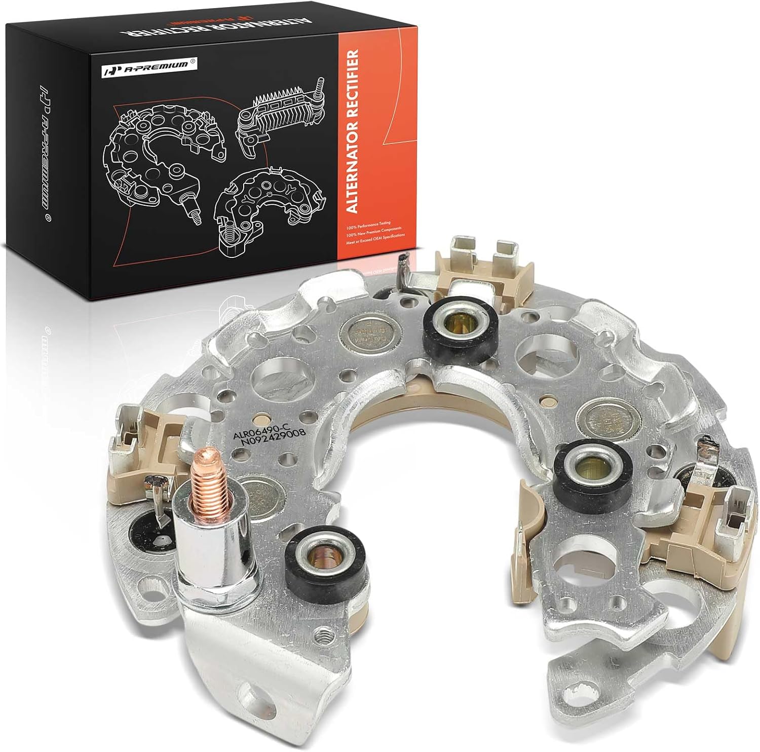 A-Premium Alternator Rectifier Compatible with Honda CR-V 2007-2011, Civic 2006-2011, Accord 2003-2007, Element 2003-2011 & Acura TSX 2004-2008, CSX 2006-2008, 2.0L 2.4L, 6-50A Avalanche Diodes