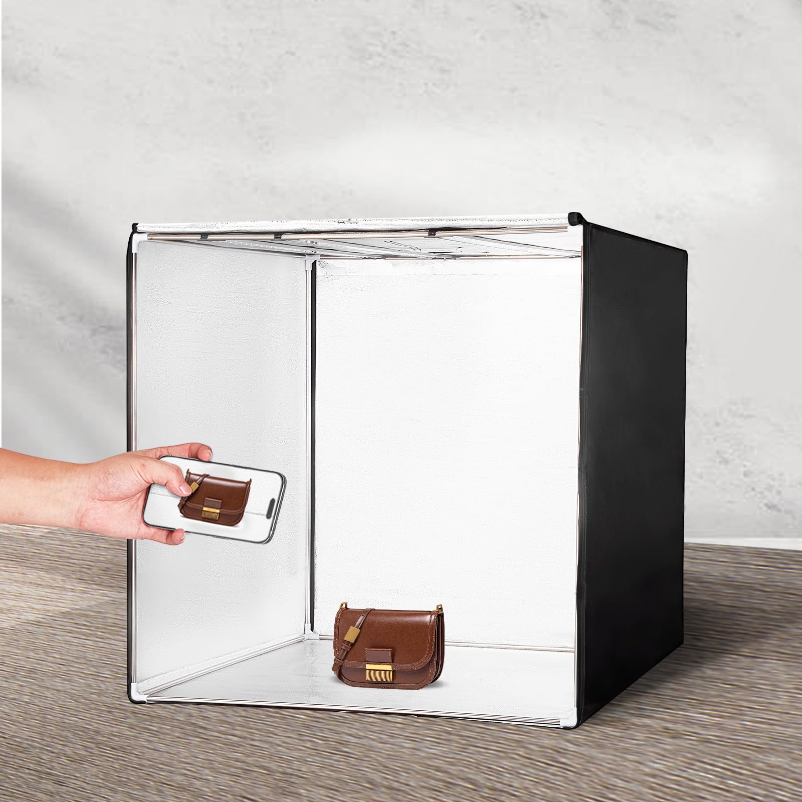 VEVOR Box Fotografico per Studio Scatola Luminosa 100x100 cm, Kit Light Box 5600K, 210 Luci LED 5 Fondali, Scatola Luminosa Fotografica da Studio CRI ≥95, Tenda Luminosa per Studio Fotografico