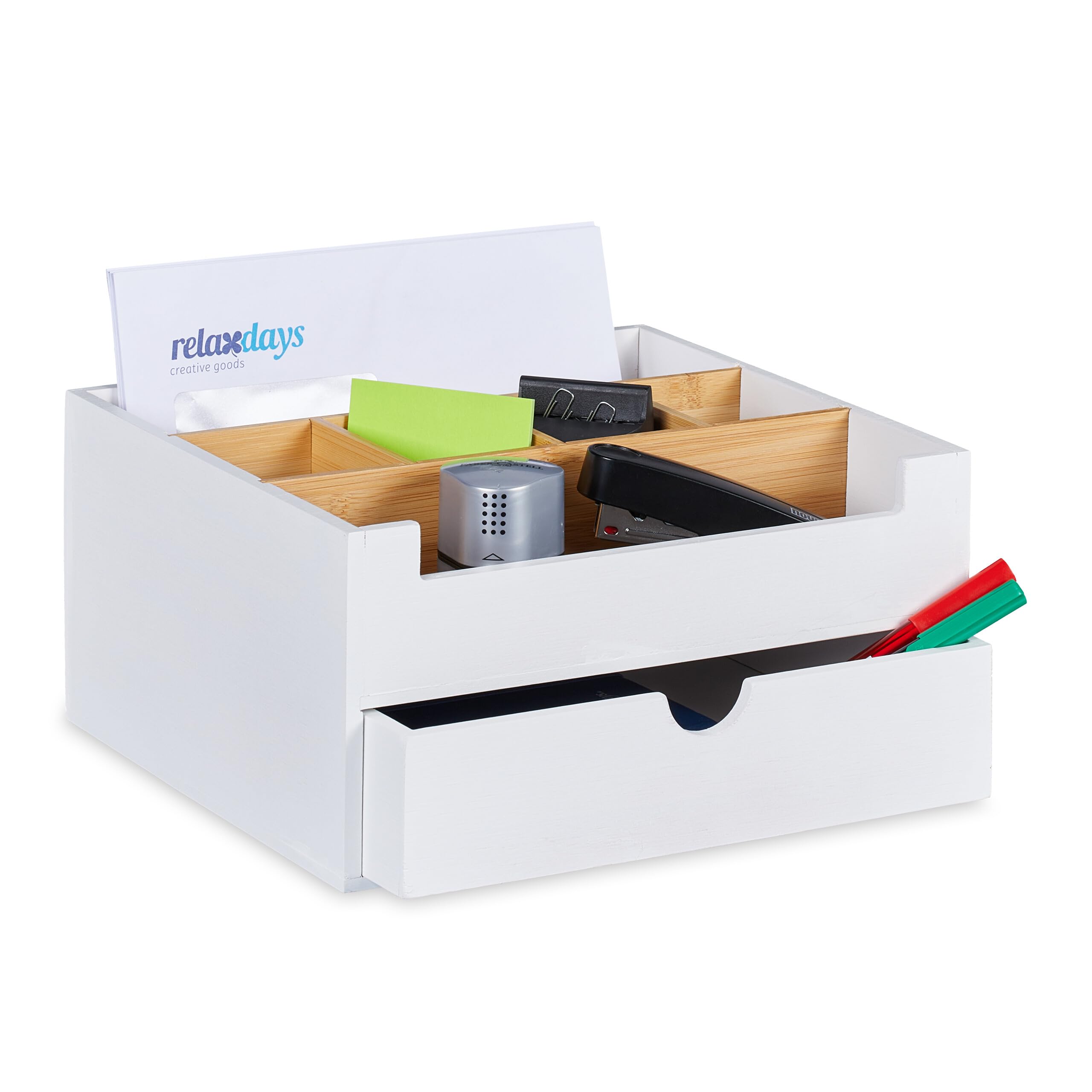 Organisateur bureau en bambou pour le télétravail et rangement maison