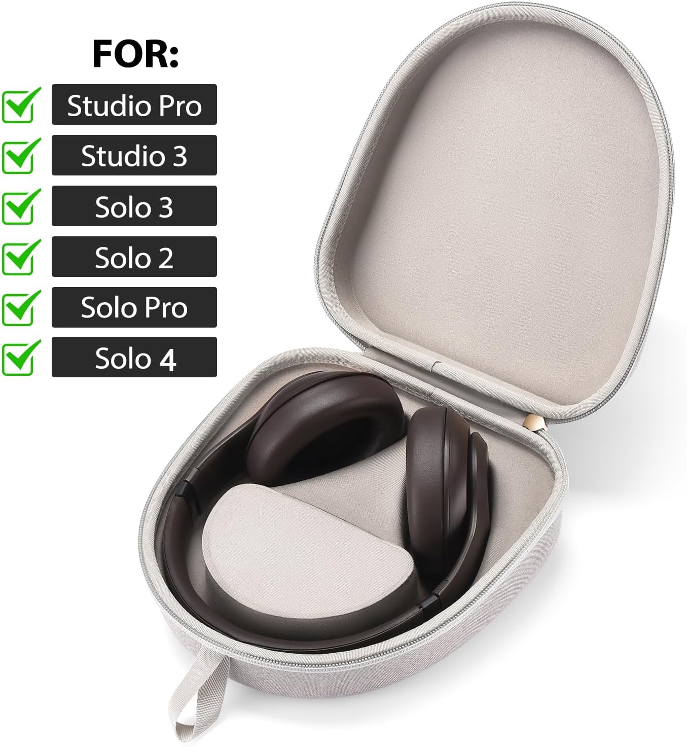 Case for Beats Headphones, EVA Hard Carrying Case Cover Compatible with Beats Solo 4/Studio Pro/ Solo3/ Studio3/ Solo2/ Solo Pro Bluetooth On-Ear Headphones (Box Only)