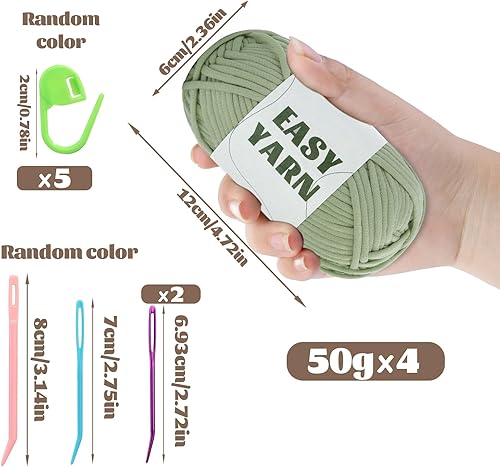 Miniatura 26 de Hilo de 1.76 x 1.76 onzas para tejer y tejer, hilo de algodón fácil de ganchillo para principiantes, con costuras fáciles de ver, peso peinado medio