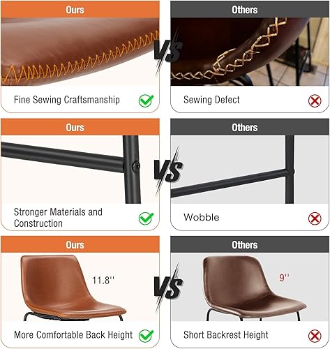 Miniatura 7 de Sweetcrispy Juego de 2 sillas de comedor, modernas sillas tapizadas de comedor con cojín de piel sintética y patas de metal, altura de asiento de 26