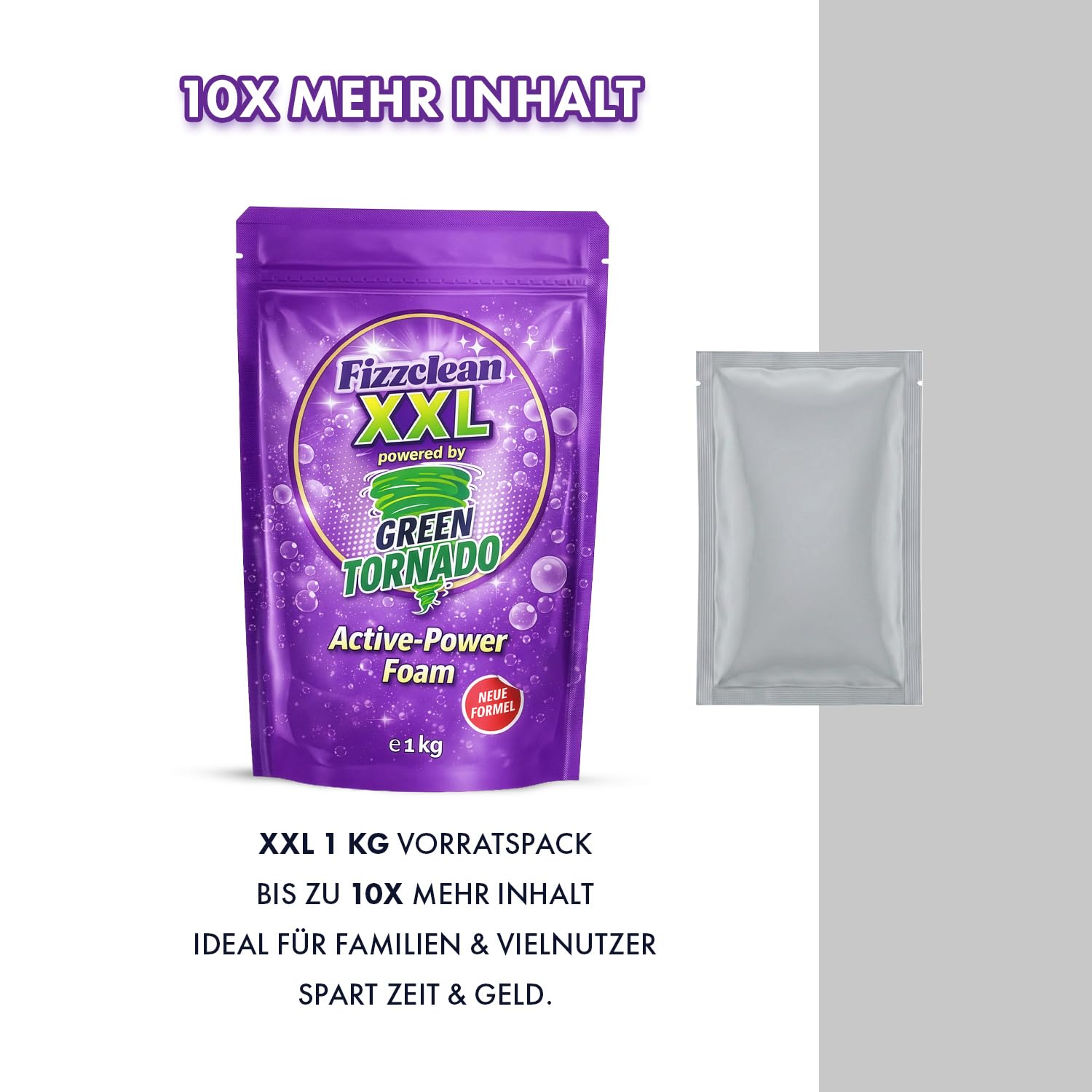 Fizzclean WC-Reiniger | Toilettenreiniger Extrem Stark – WC-Reiniger Schaum gegen Urinstein, Kalk & Ablagerungen | WC-Schaumreiniger | Alternative zu WC-Reiniger Gel & Tabs | Inhalt: 1 kg WC-Pulver
