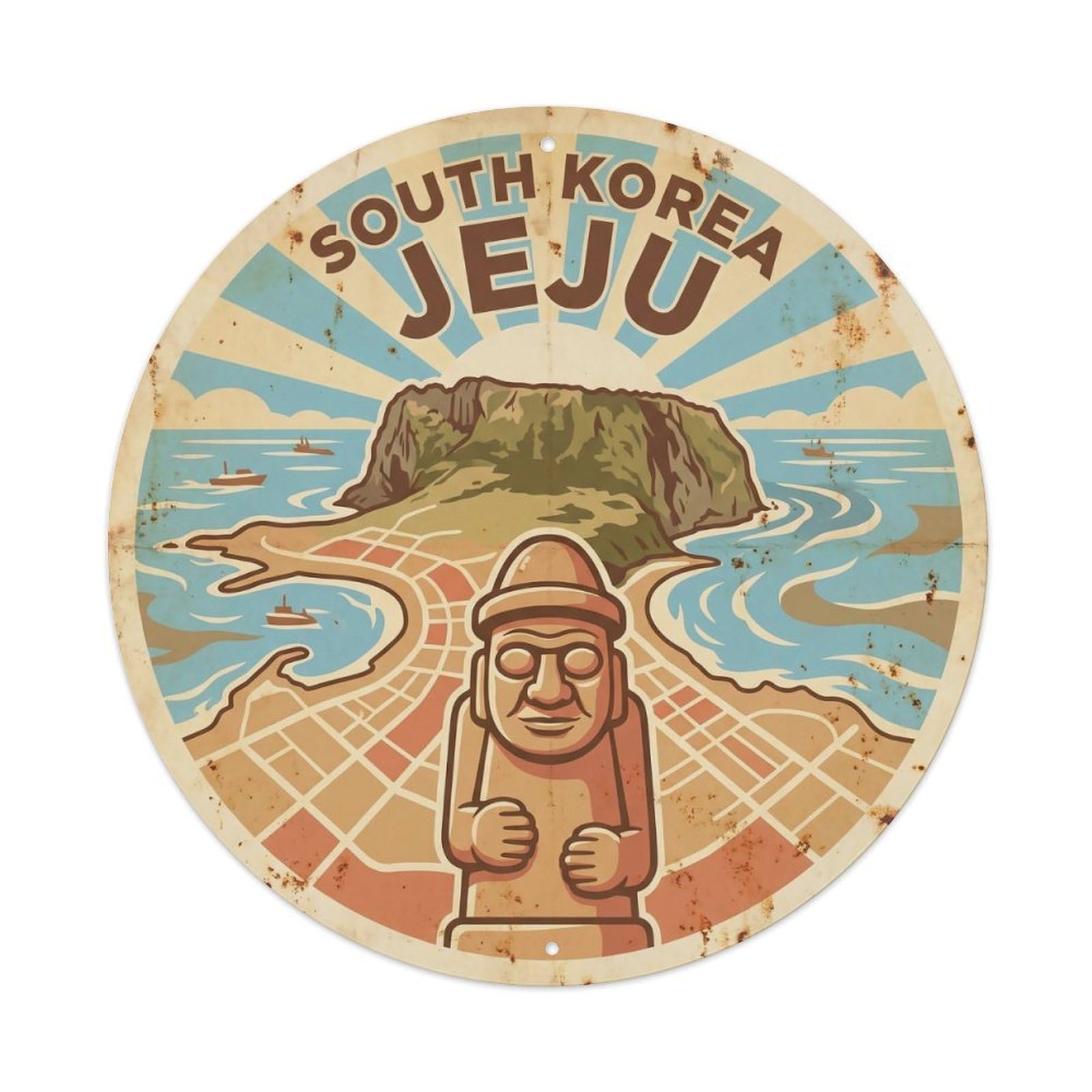 South Korea Jeju Island Tropical Coastal Journey Metal Tin Sign