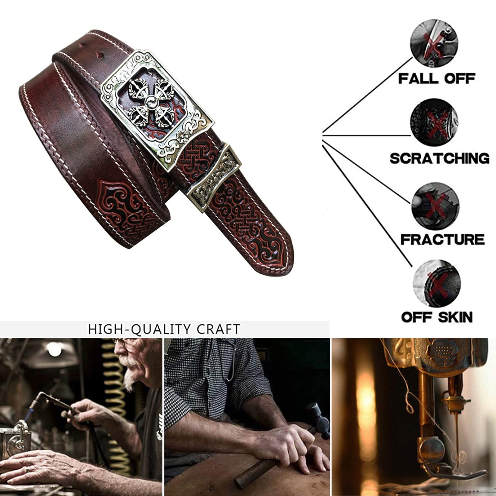 Cowgirl Western Cowgirl Country Country Fashion Style Floral Incised Incisione Full Grain Cintura in pelle genuina 38 mm per pantaloni jeans