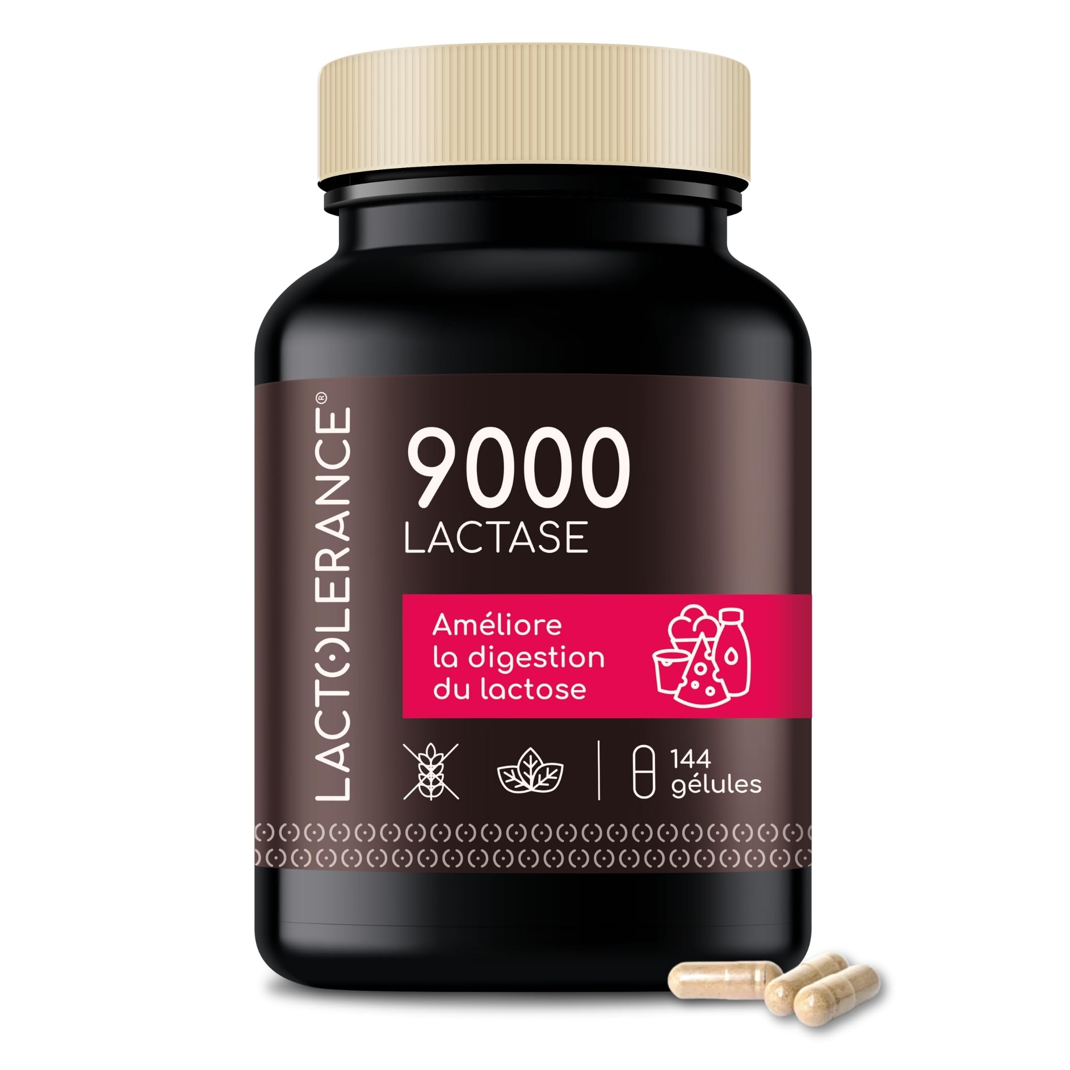 Lactase 9000 FCC Enzymes Digestives 144 Gélules - Complément Alimentaire Intolérance Lactose