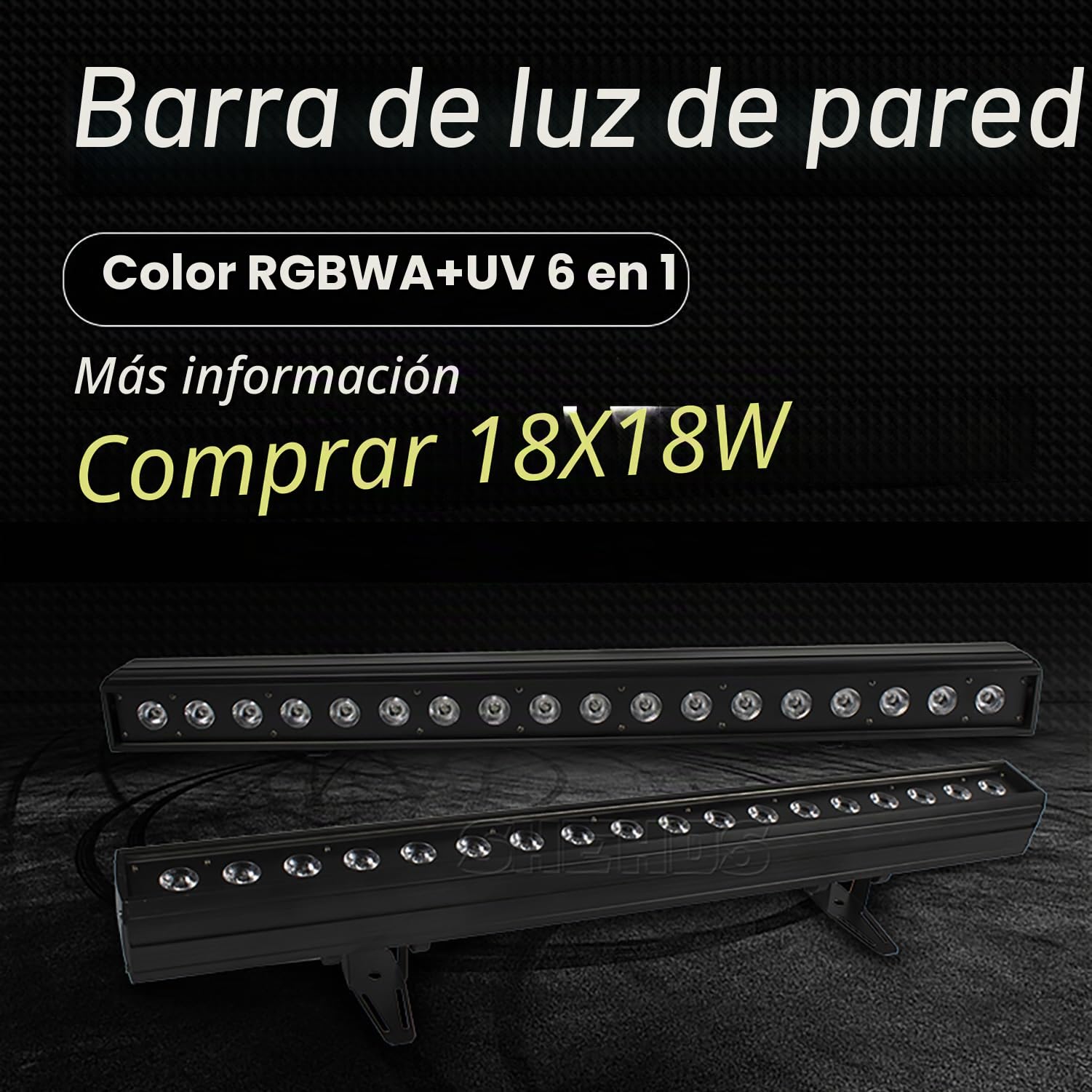 SHEHDS Barra de luz de lavado de escenario RGBWA+ púrpura de 18 x 18 W / tira LED 6 en 1 iluminación de pared barra de luz / tira de luz estroboscópica DMX512 Control DJ luces