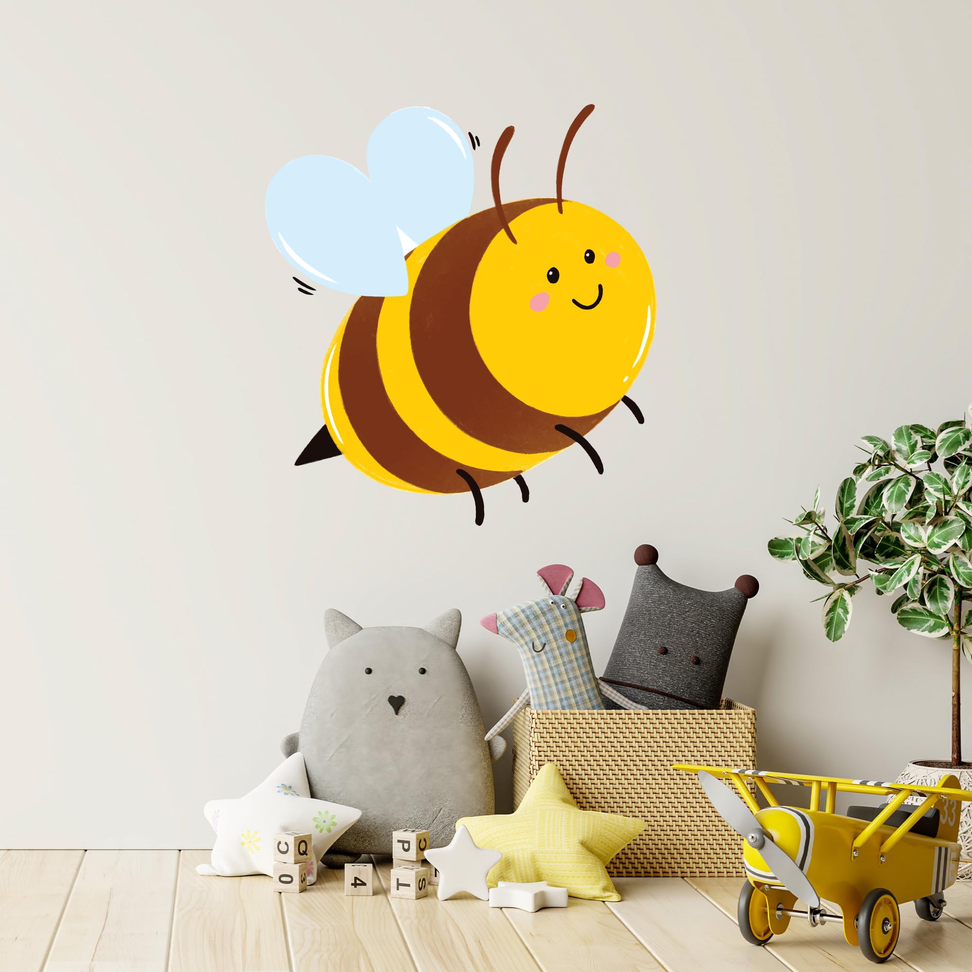 Bee Wall Sticker - Bumblebee Decal Wall Art (60cm Height x 55cm Width)