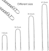 Vista 2 de Juego de 4 piezas de cadena plana de hierro DIY, conjunto de correa para bolso y hombro, cadena para billetera, hebilla de metal