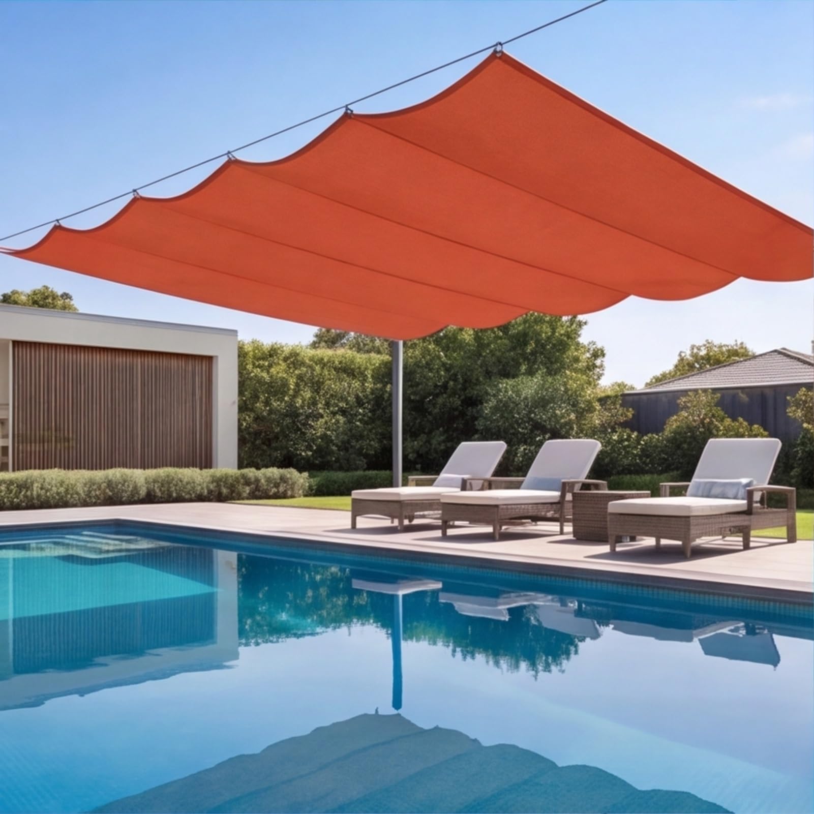 Voile d'ombrage rétractable 350x370 pare-soleil ondulé extérieur
