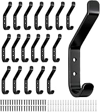 Pack of 20 Coat Hooks, Screw in Hooks for Acoustic Panels, Bedroom, Living Room, Bathroom, Wall Hooks for Wardrobe, Jackets, Hat, Metal, 10 cm