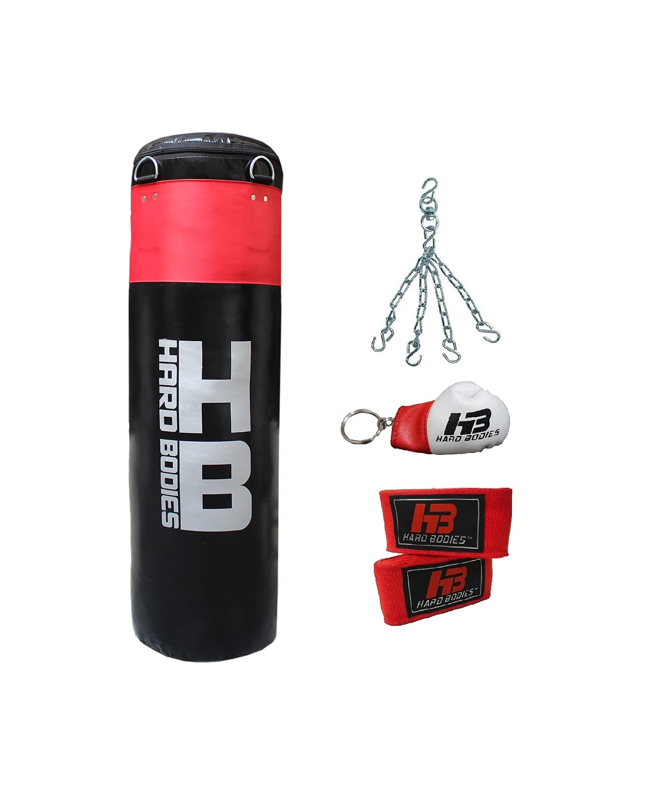 Hard Bodies Professional Synthetic Leather Punching Bag (Unfilled) (3.5 Feet / 42 Inches, Black with Red Strap) (B0CXJ3RMP8) Amazon Price History, Amazon Price Tracker