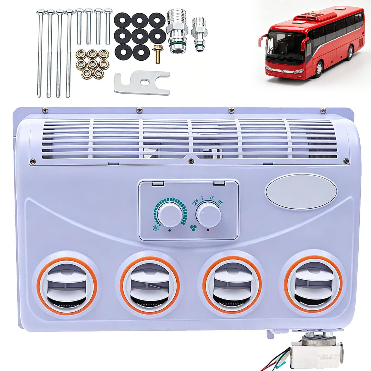 UORDBY 12V/24V RV Rooftop Air Conditioner, RV Rooftop Air Conditioner,Universal Electric Truck Air Conditioner with 360° Rotatable Outlet,for Caravan, Truck, Motorhome Etc 12V