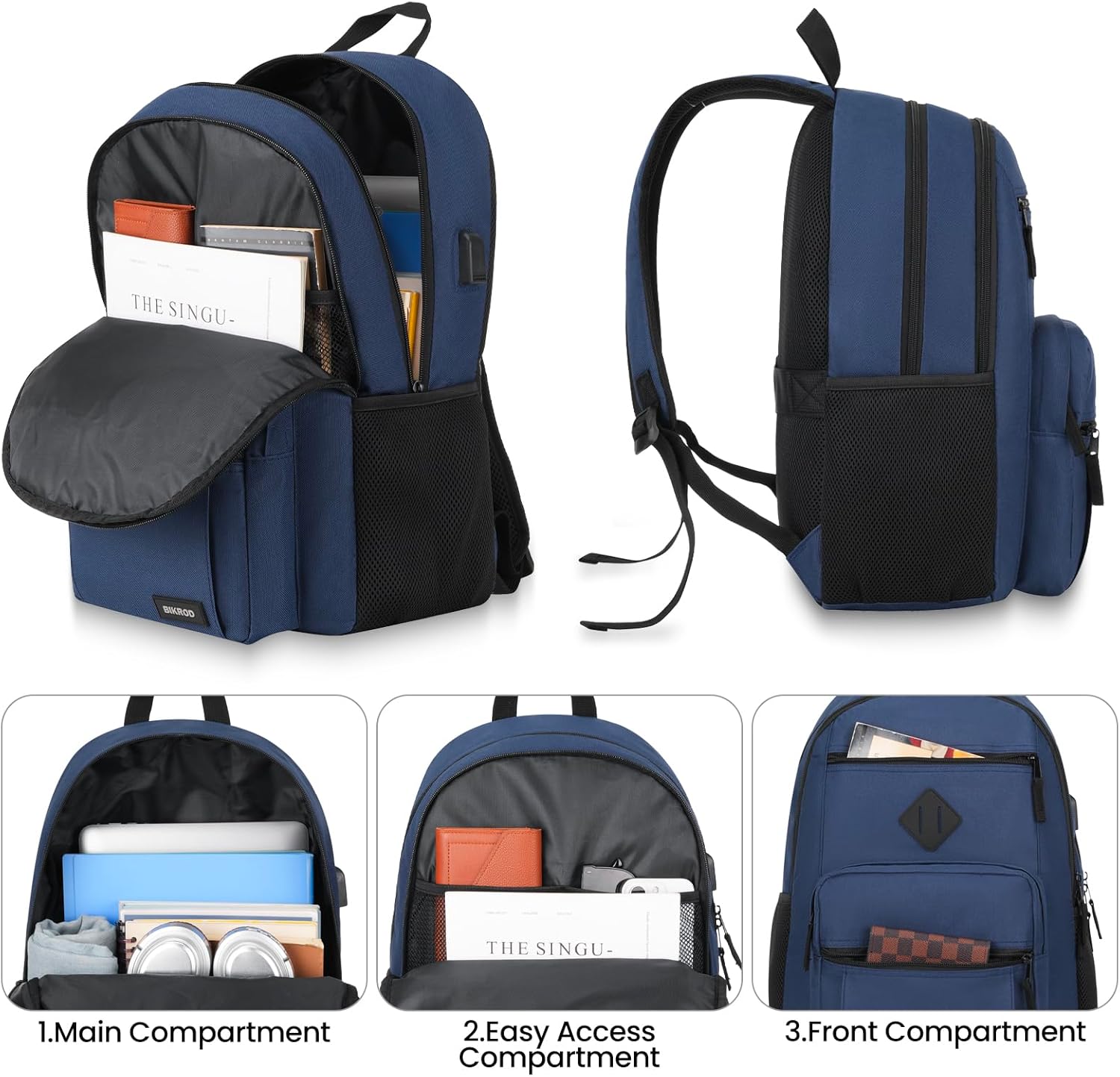 BIKROD Backpack for Boys Men, School Backpack for Teens Girls, Lightweight Casual High School Bookbag, Daily-use Travel Laptop Backpack Fits 15.6 Inch Notebook