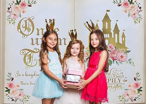 Miniatura 2 de WOLADA Telón de fondo de 7 x 5 pies Once Upon a Time de cuentos de hadas, telón de fondo de castillo de princesa, fondo de cumpleaños, castillo