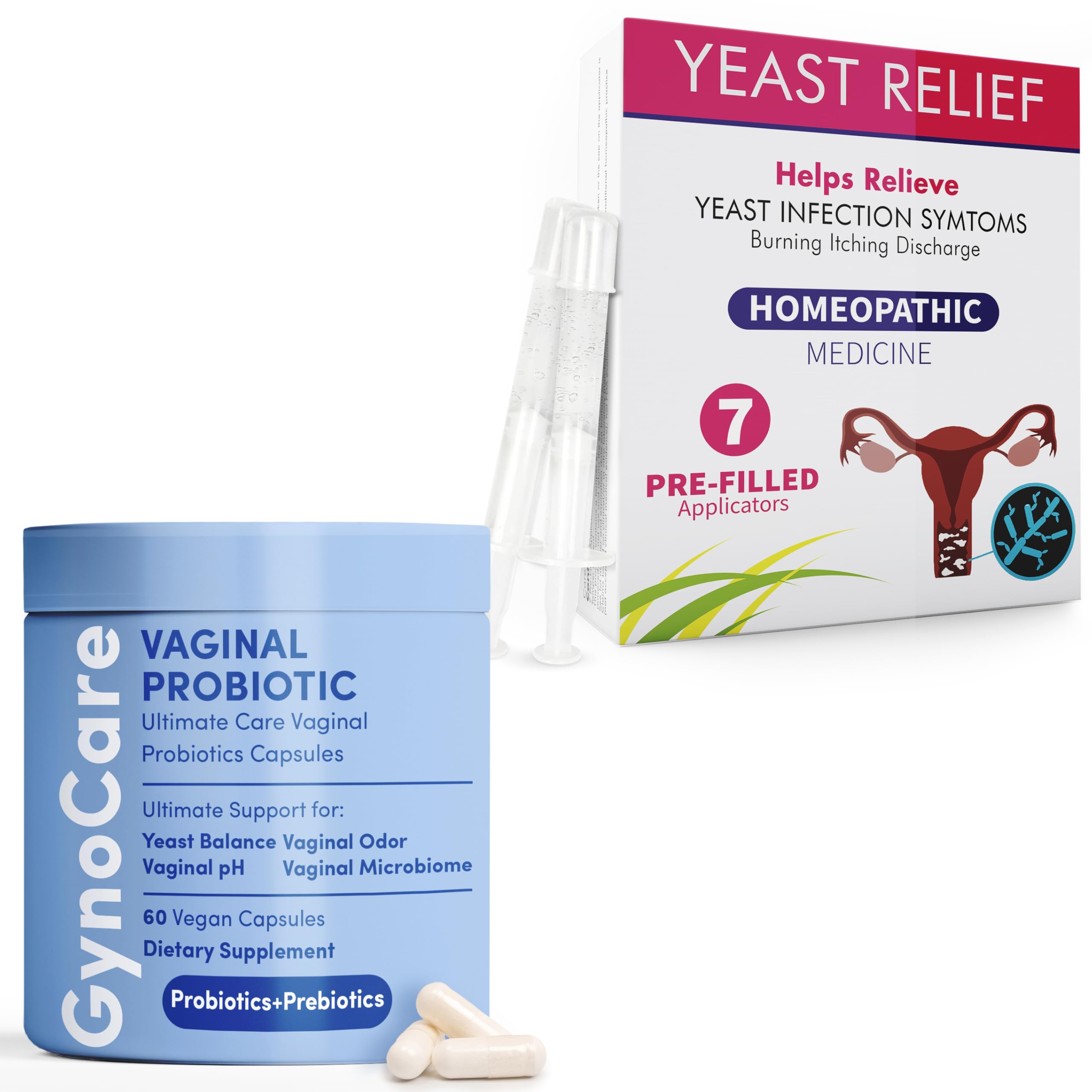 Comprehensive Feminine Health Bundle Vaginal Probiotic Capsules Antifungal Pre-Filled Applicators Dual Support for pH Balance Odor Control and