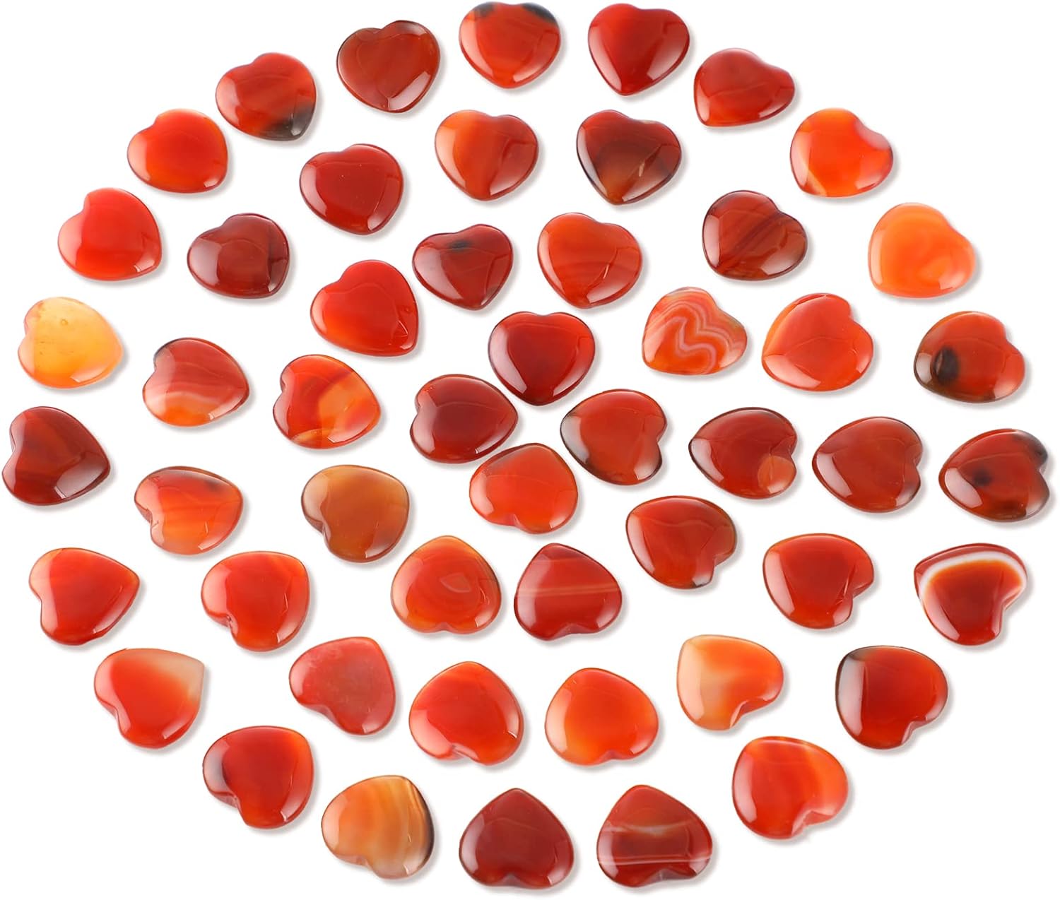 Gerrii 50 Pcs Heart Healing Stone Bulk Quartz Heart Inspirational Stones Gift for Women Love Pocket Polished Natural Energy Balancing Meditation 0.8 Inch(Rose Pink)