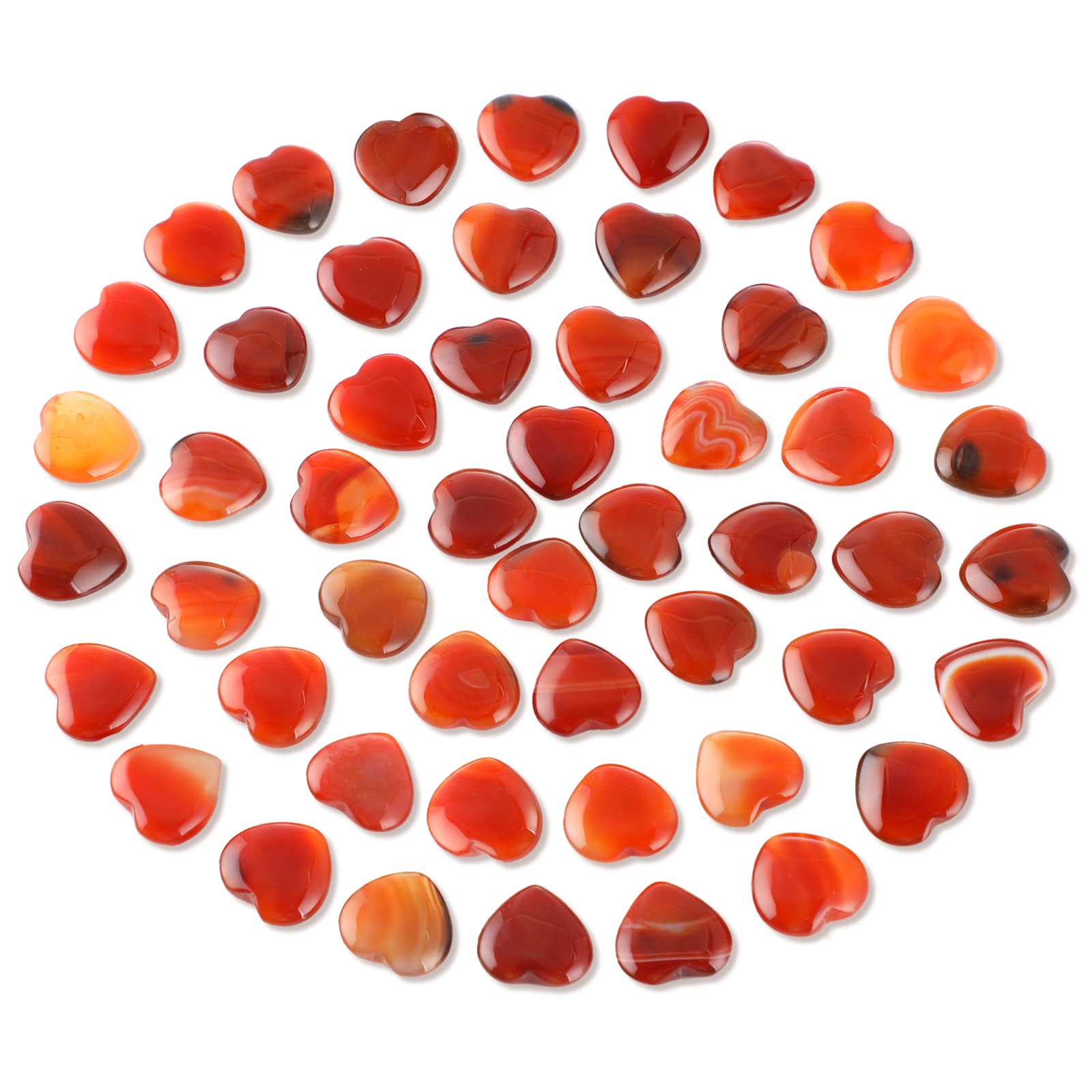 50 Pcs Quartz Heart Healing Stone Crystal Love Crystal Polished Pocket Palm Thumb Natural Gemstone Bulk Energy Reiki Balancing Meditation Gift for Women 0.8 Inch