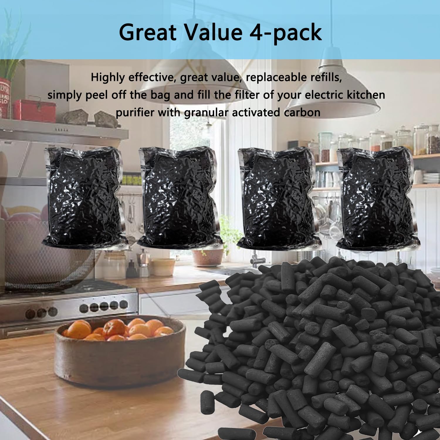 4 Pack Odor Absorbing Filter Refills, Replacement Activated Charcoal Compatible with Lomi Smart Waste Kitchen Composter, Vita Mix Most FoodCycler Filters