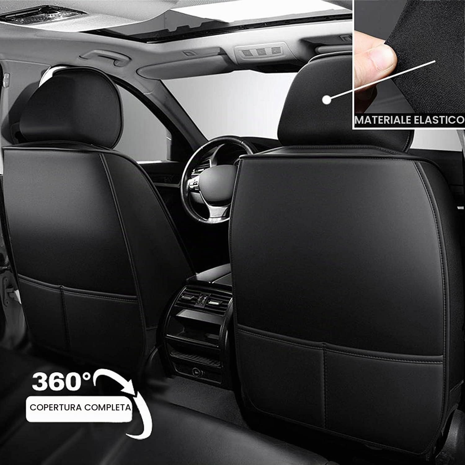 Pelle Auto Set coprisedili Per Peugeot 2008 II 2019 2020 2021 2022 2023 2024, Traspirante Antiscivolo Impermeabile Confortevole 5-Posti Pelle Set Coprisedili Protezioni, Impermeabile Copri Sedile (Co