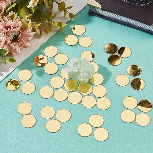 Miniatura 9 de PH PandHall - 100 espejos dorados para manualidades, azulejos de espejo autoadhesivos de corazón de 0.7 pulgadas, calcomanías de espejo acrílico