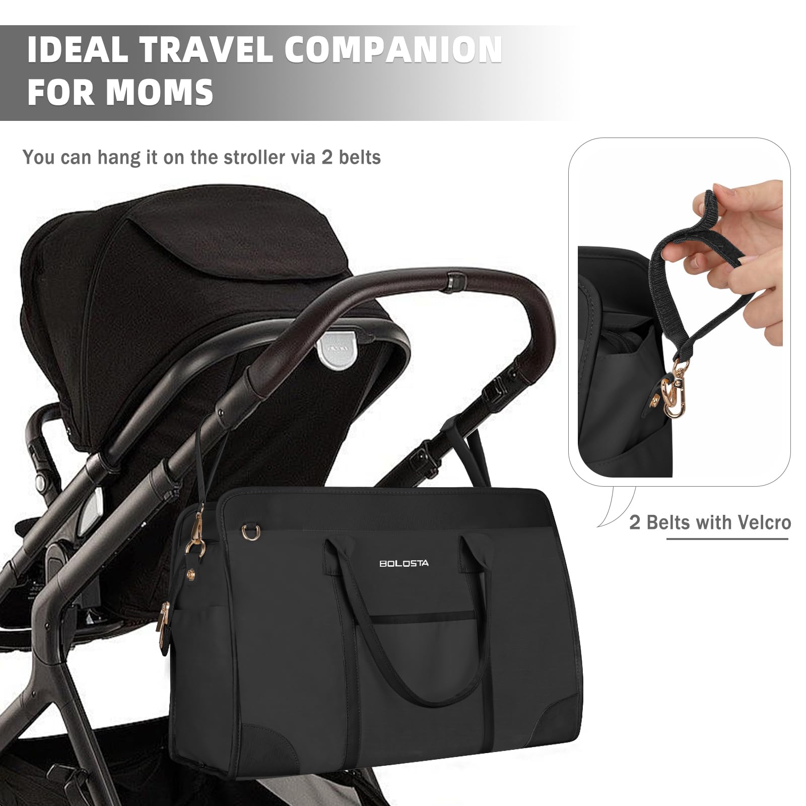 BOLOSTA Borsa per pannolini Tote per le donne Borsa per pannolini con fasciatoio Borsa da ospedale per lavoro e consegna Borsa da viaggio per maternità