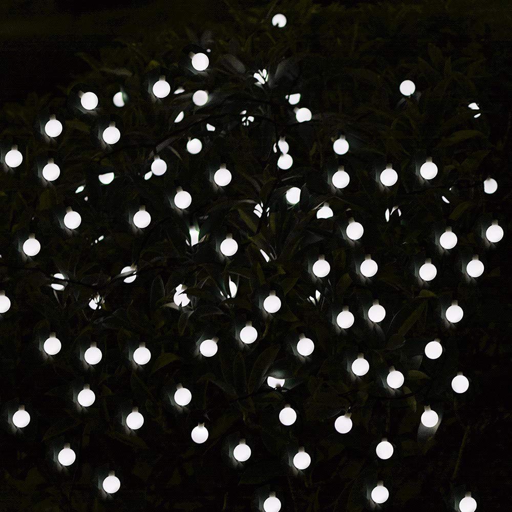 Guirnalda de luces solares Grobe para exteriores, 22 m, 200 LED, guirnalda de luces solares impermeables, 8 modos para jardín y patio (blanco)