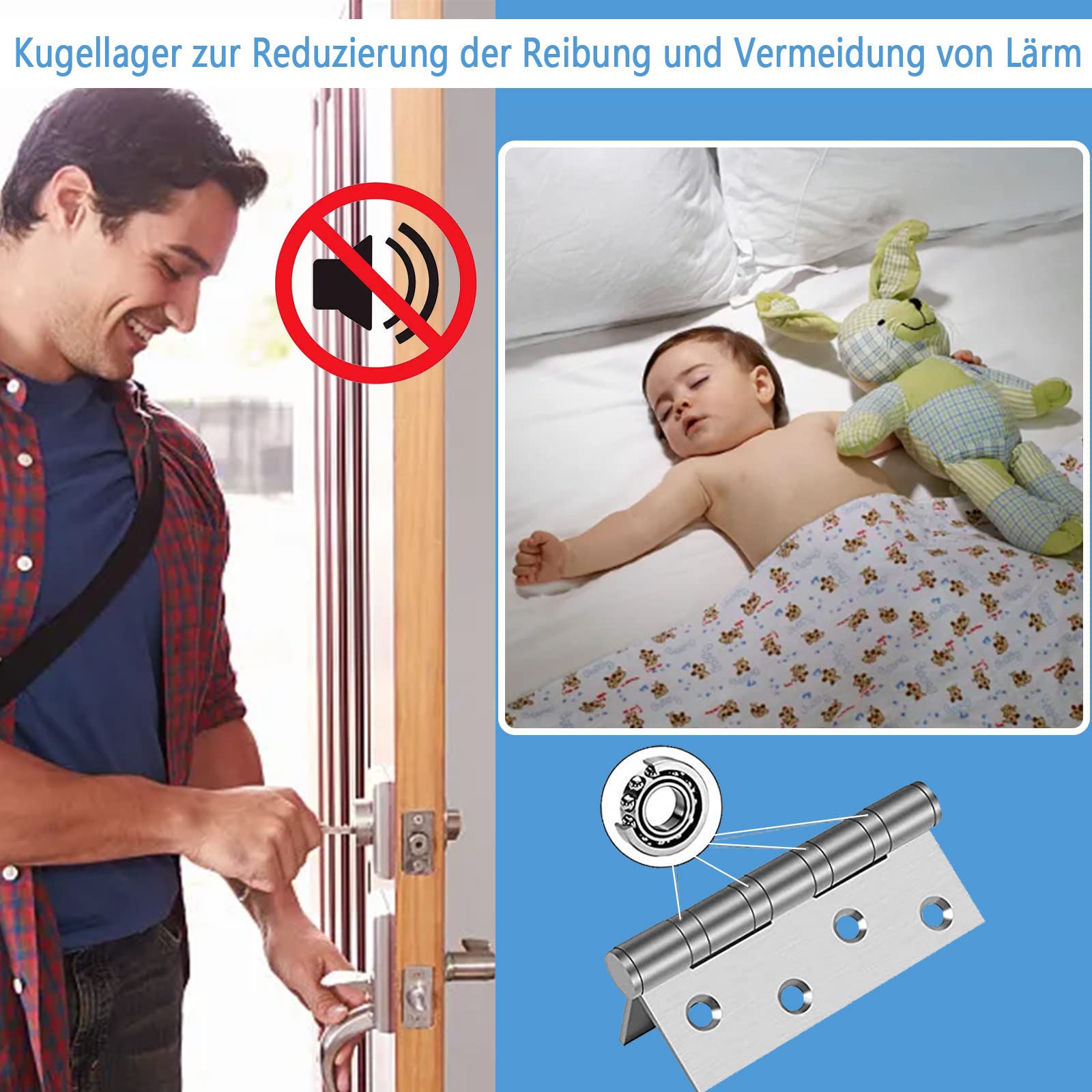2 Stk Scharniere Edelstahl Türscharnier Außen Schwerlast Scharnier mit Kugellager 100*76*13mm Massiven Scharniere mit Schrauben Tür Schaniere Aussen Edelstahlscharnier für Tür,Fenster,Schrank,TierHaus