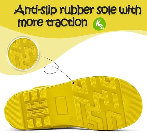 Vista 6 de KomForme - Botas de lluvia para niños, impermeables, de caucho mate, con presillas para poner con facilidad