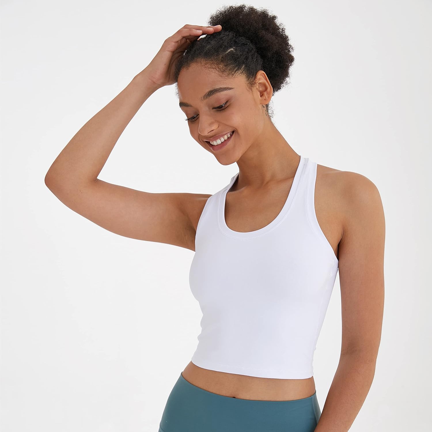 Women's Cropped Racerback Tank Tops Running Workout Tops Active Yoga Tops - Image 5