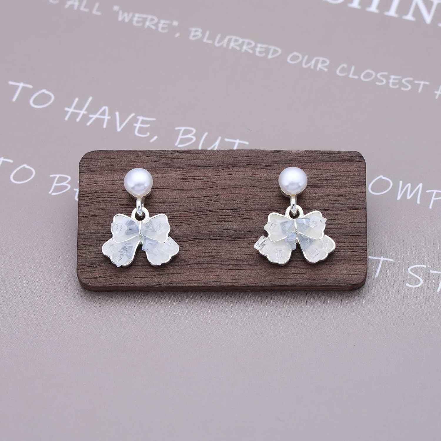 Bohemian Crystal Bow Drop Earrings Silver Pearl Bow Tie Earrings Blue Cz Bow Dangle Earrings Small Round Pearl Stud Earrings Jewelry for Women - Image 3