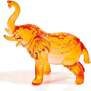 YWHL Amber Crystal Elephant Figurine Gifts for Women, Handmade Glass Statue Decor Gift for Elephant Lovers, Art Crystal Animals Figurines Collectible for Home Decoration