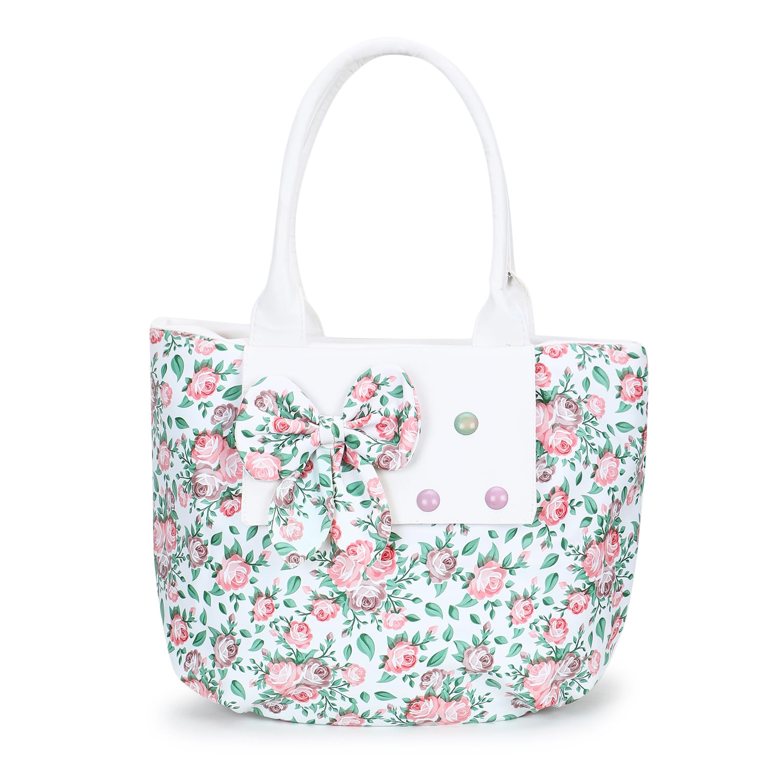 claspnclutch Women Handbag with Dual Compartments, Floral Printing, and Front Bow Detail-picture-55