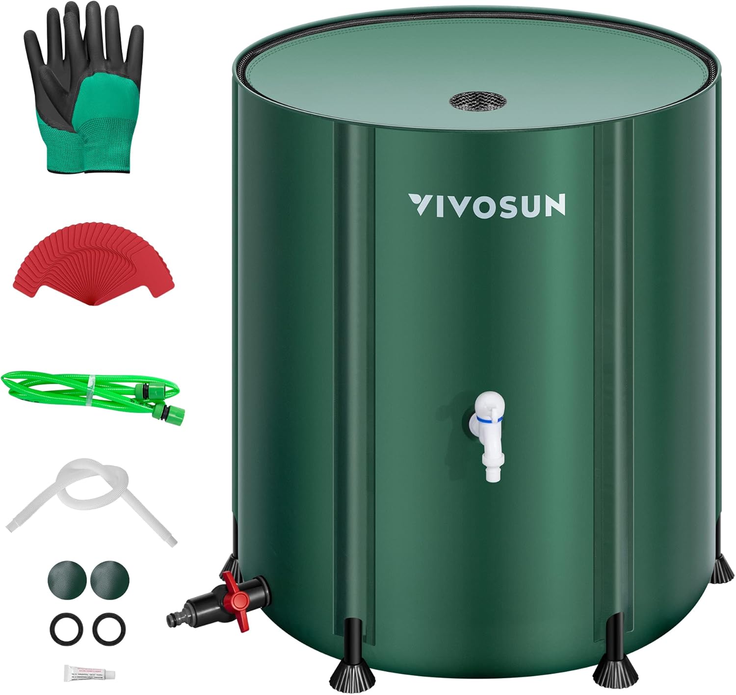 VIVOSUN Collapsible Rain Barrel, 53 Gallon with 1000D Oxford Cloth, Portable Rain Collection System, Water Barrel Collector w/Filter Spigot, Green Green 53 Gallon