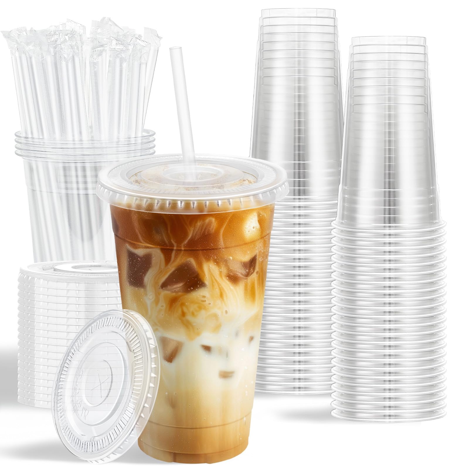 100 Pack 20 oz Plastic Cups, Clear Disposable Iced Coffee Cups — Amazon image 11