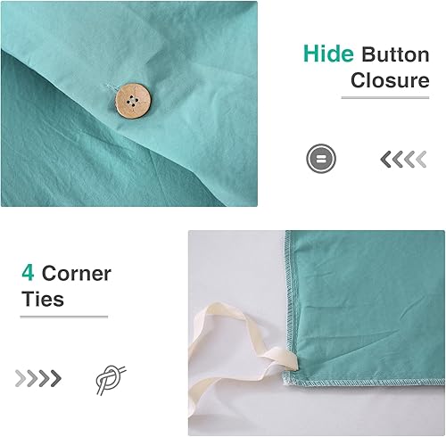 Miniatura 2 de APSMILE Juego de funda de edredón color turquesa polvoriento, tamaño King, 3 piezas con 1 funda de edredón de 106 x 90 pulgadas y 2 fundas de