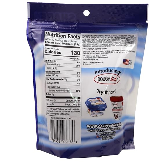 Bulk Fudge Brownie Cookie Dough Bites, Milk Chocolate Covered Candy, Resealable Share Size Bag, 10.5 Ounces (Pack of 2)