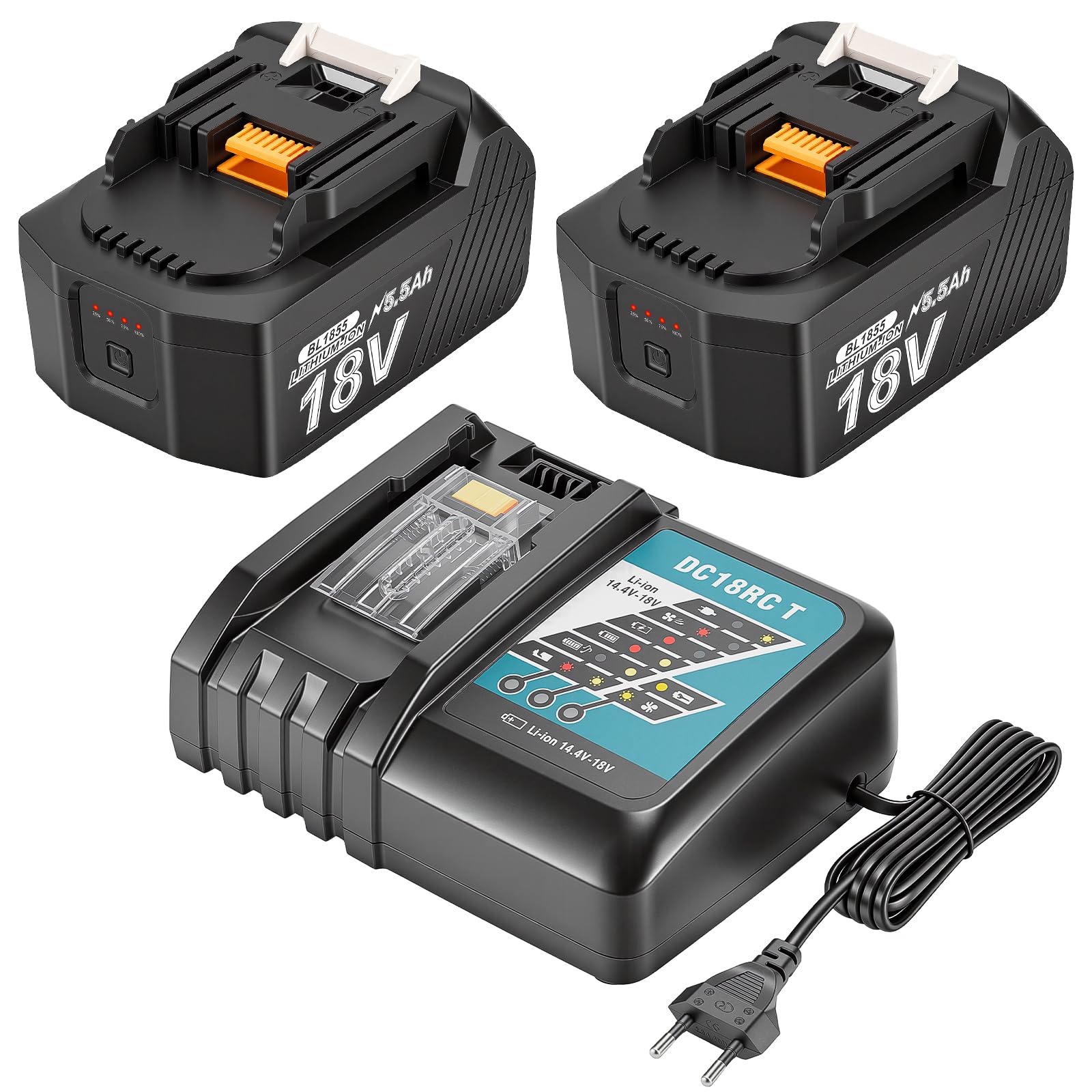 BXOXD 2 x 18V 5500mAh Akku 18V akku Ersatzakku mit DC18RC La