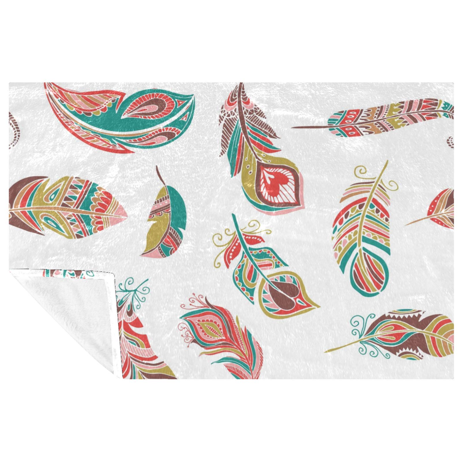 Couverture chaude imprimé plumes pour intérieur et extérieur - Plaid 150x100 cm