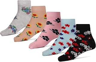 CASSOWARY® Women's Ankle Length Pure Cotton Thumb socks (pack of 5 pairs) (Multicolored, Free Size) Price In India